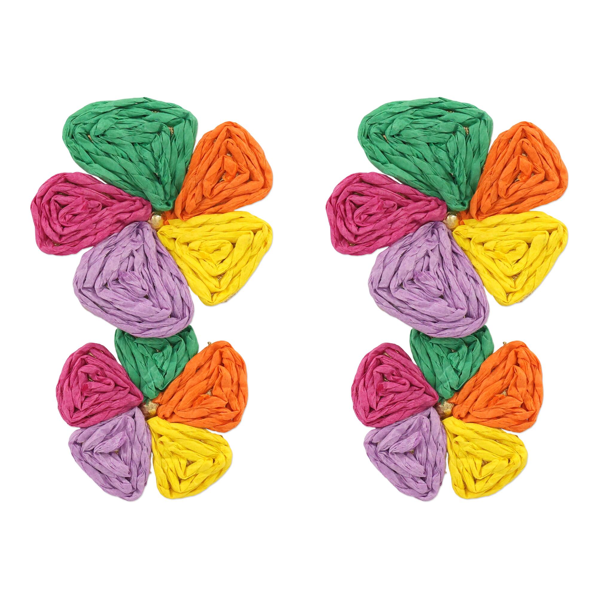 Double Raffia Flower Earrings by Make Market